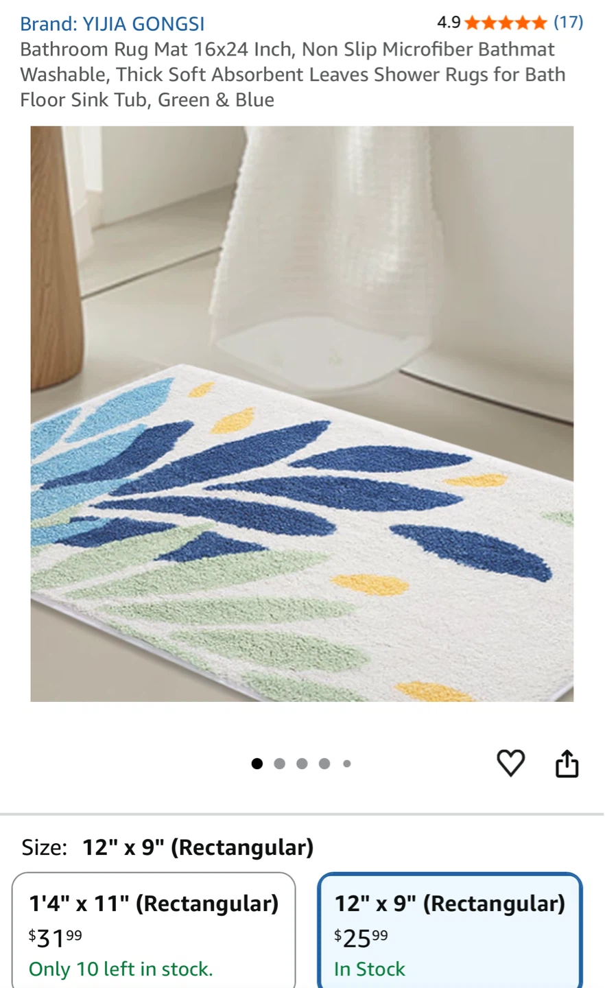 YIJIA GONGSI Bathroom Rug Mat 16x24 Inch
