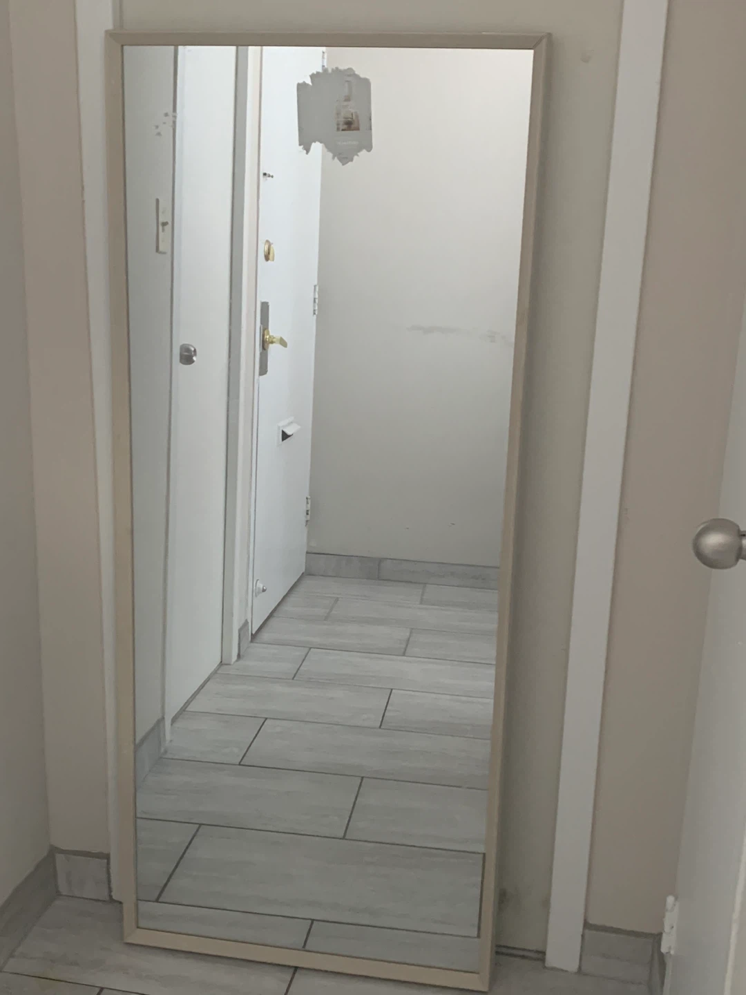Full Length Mirror with Light Wood Frame