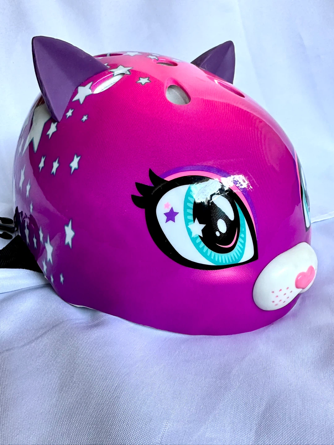 Kids Pink Cat Bike Helmet - Size S