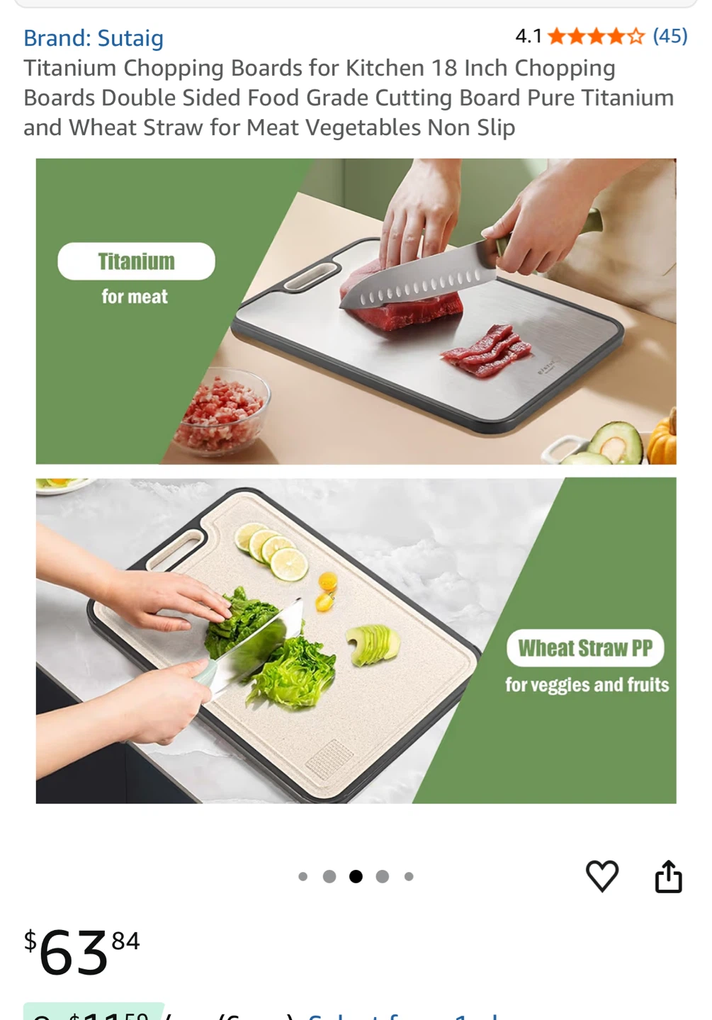Sutaig Titanium & Wheat Straw Double-Sided Cutting Board - photo 3