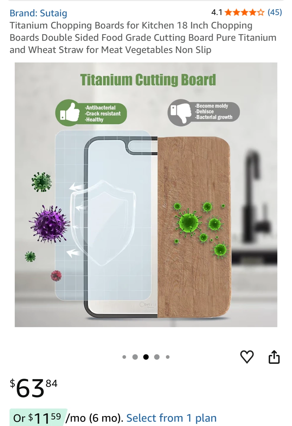 Sutaig Titanium & Wheat Straw Double-Sided Cutting Board - photo 4