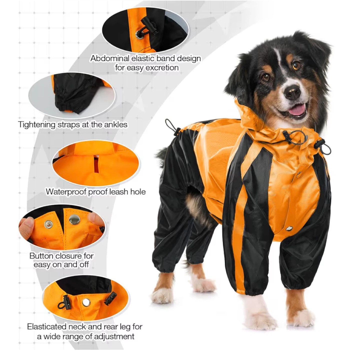 Orange and Black Dog Raincoat - Size S - photo 2