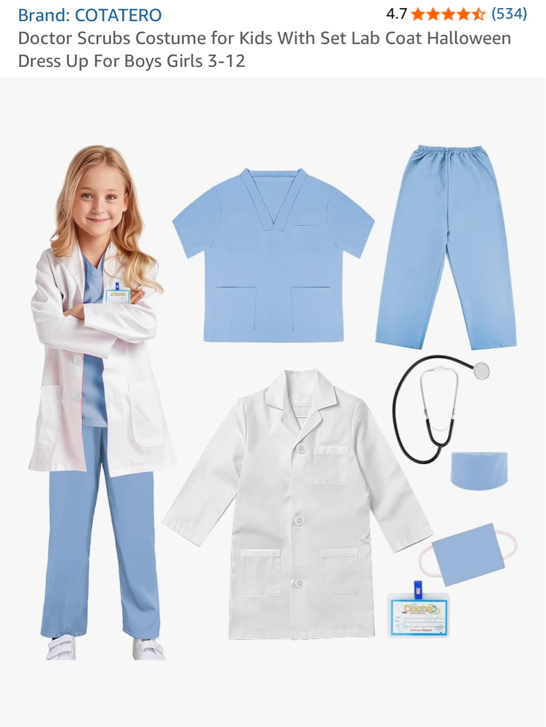 Doctor Scrubs Costume for Kids