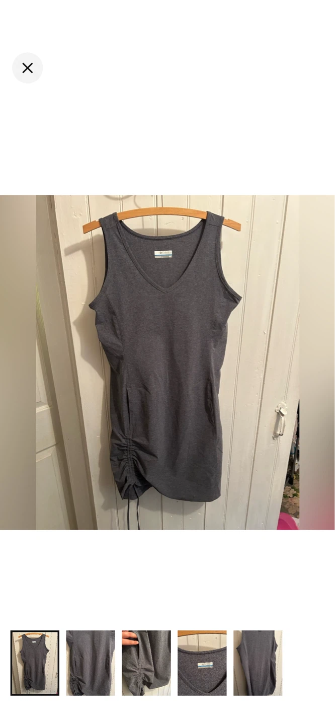 Columbia Women's Grey Sleeveless V-Neck Ruched Dress - S/P