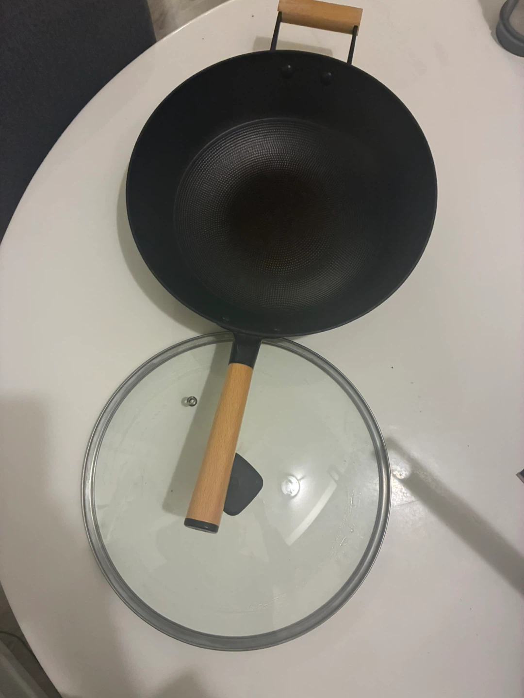 Paderno Cast Iron Wok with Glass Lid - photo 2