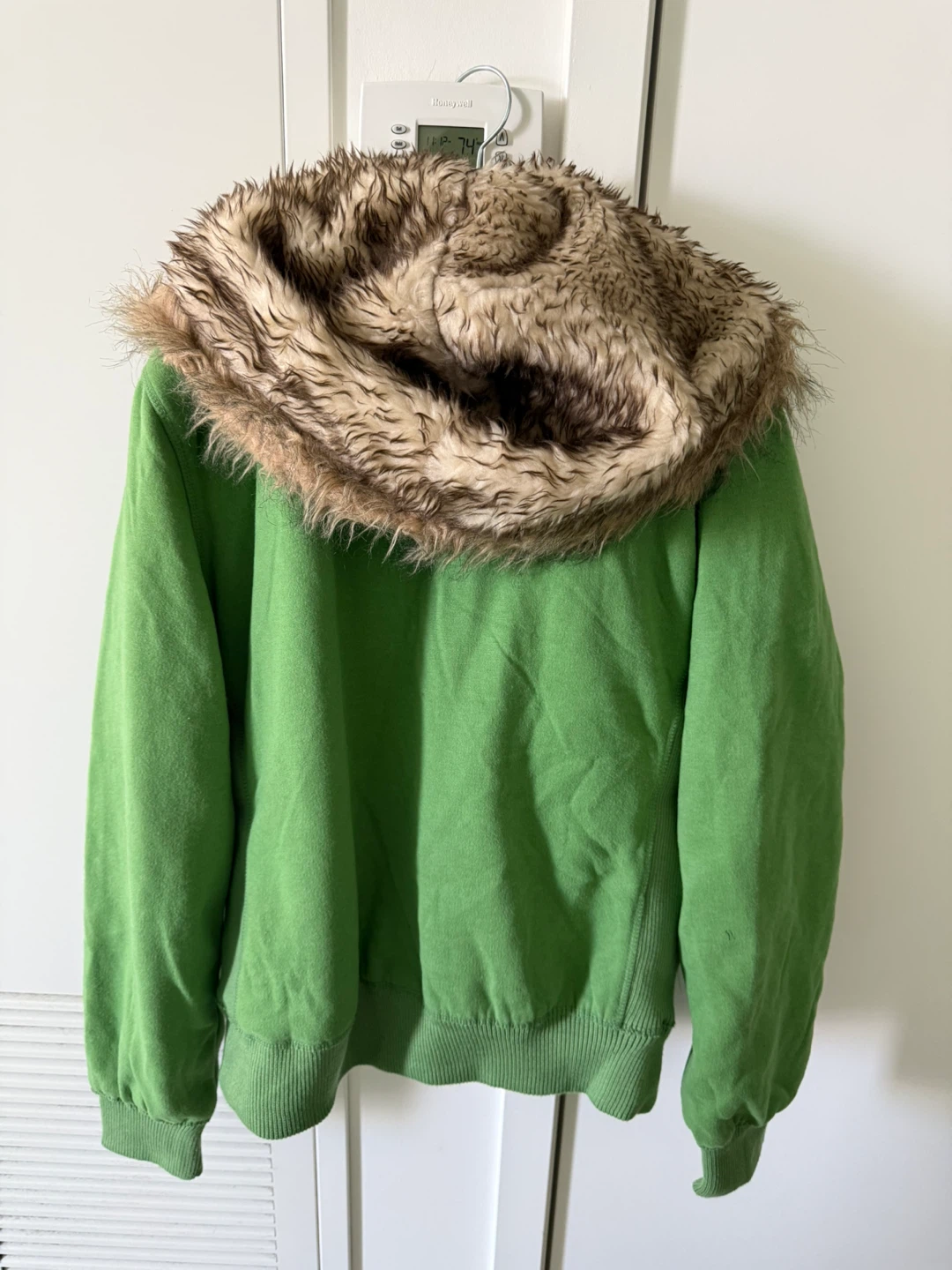 Green Abercrombie & Fitch Hoodie with Faux Fur Lined Hood - photo 3
