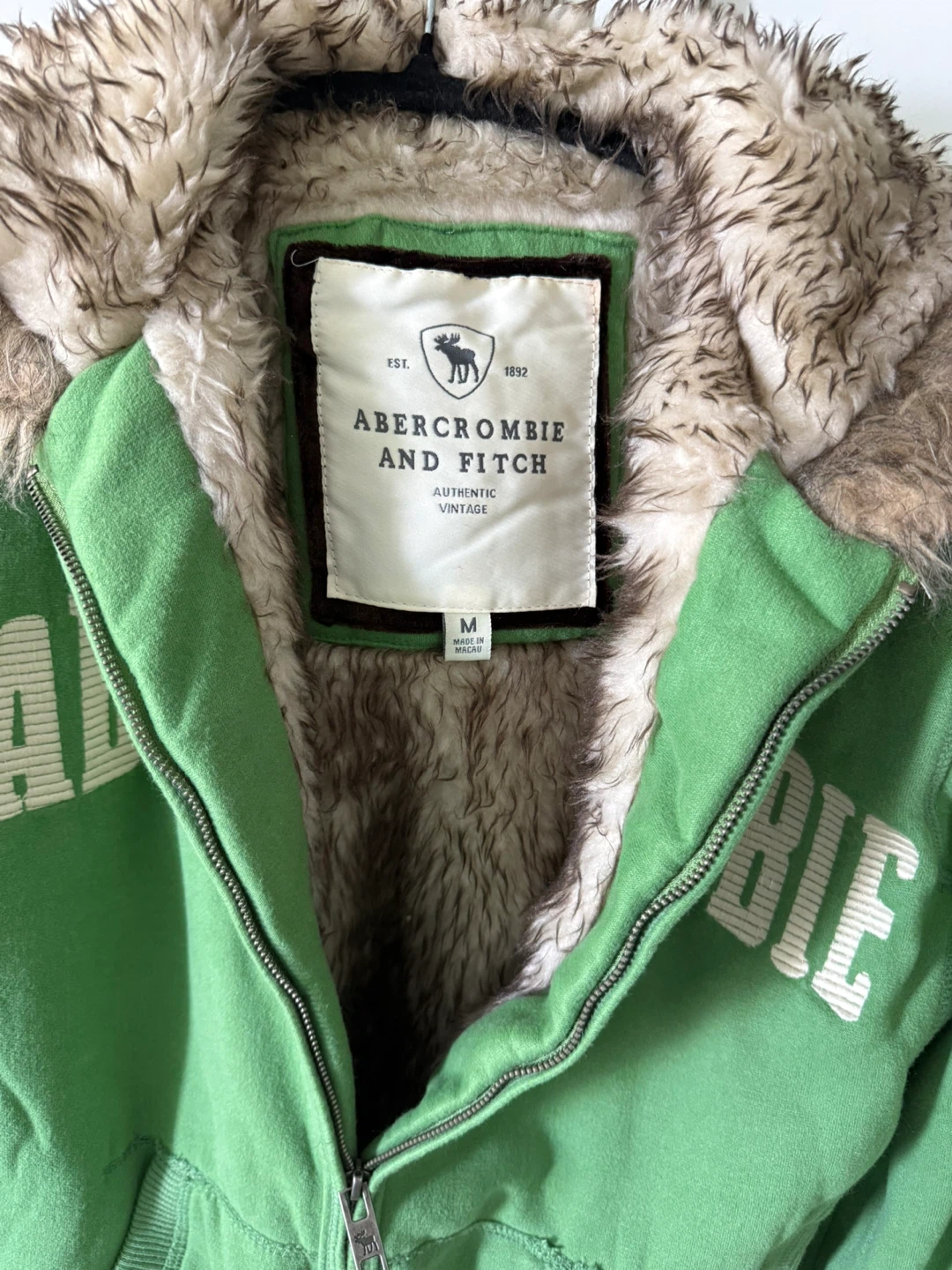 Green Abercrombie & Fitch Hoodie with Faux Fur Lined Hood - photo 2