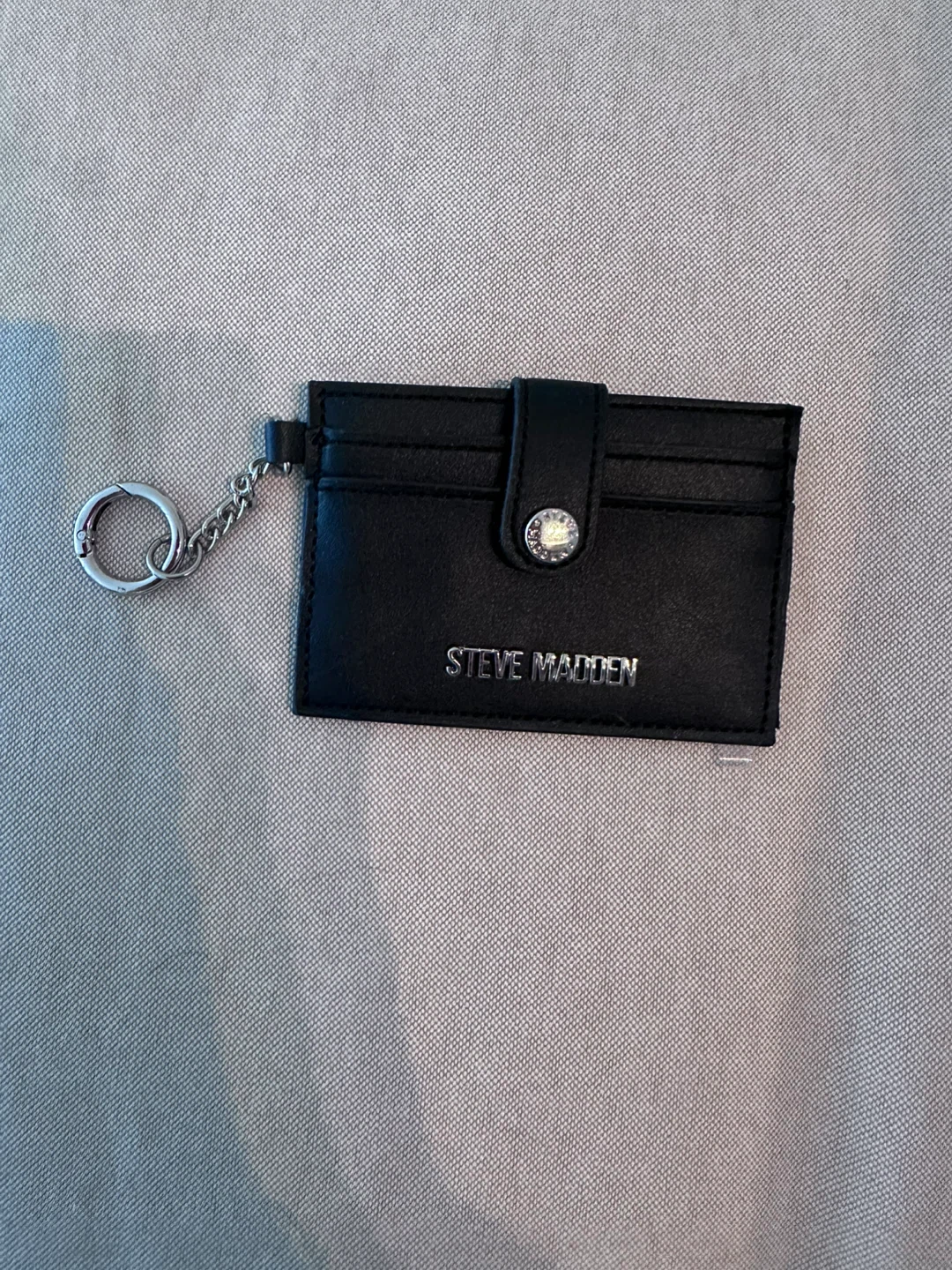 Steve Madden Black Card Holder with Keychain
