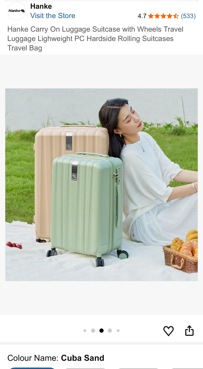 Hanke Carry On Luggage 20" Hardside Rolling Suitcase - Cuba Sand - photo 3