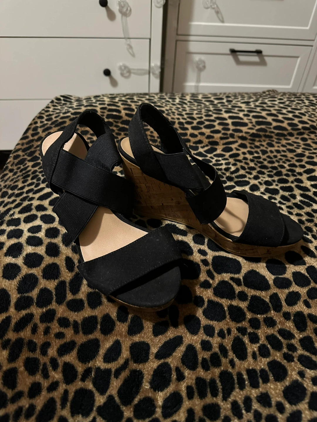 Black Wedge Sandals