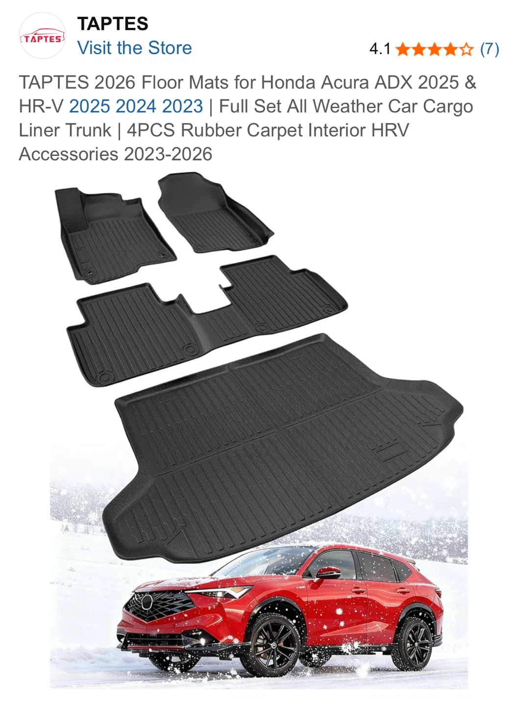Floor Mats for Honda Acura ADX 2025 & HR-V 2025 2024 2023 |