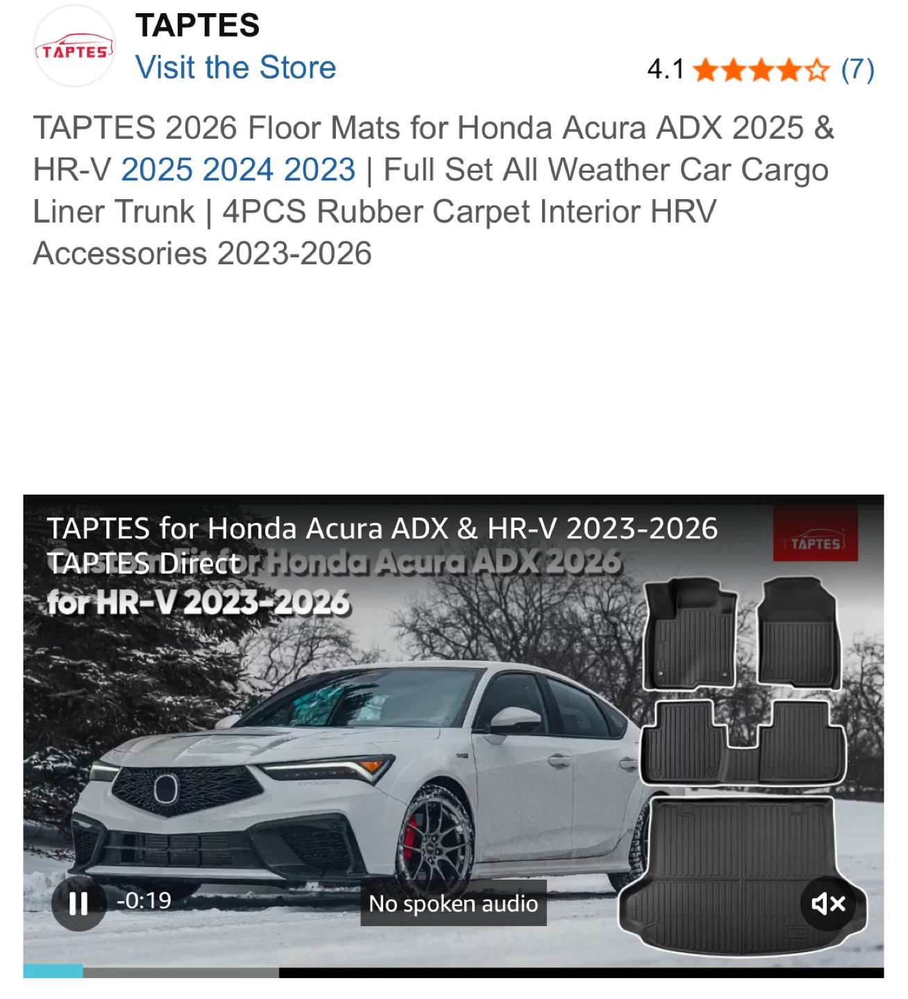 Floor Mats for Honda Acura ADX 2025 & HR-V 2025 2024 2023 | - photo 5
