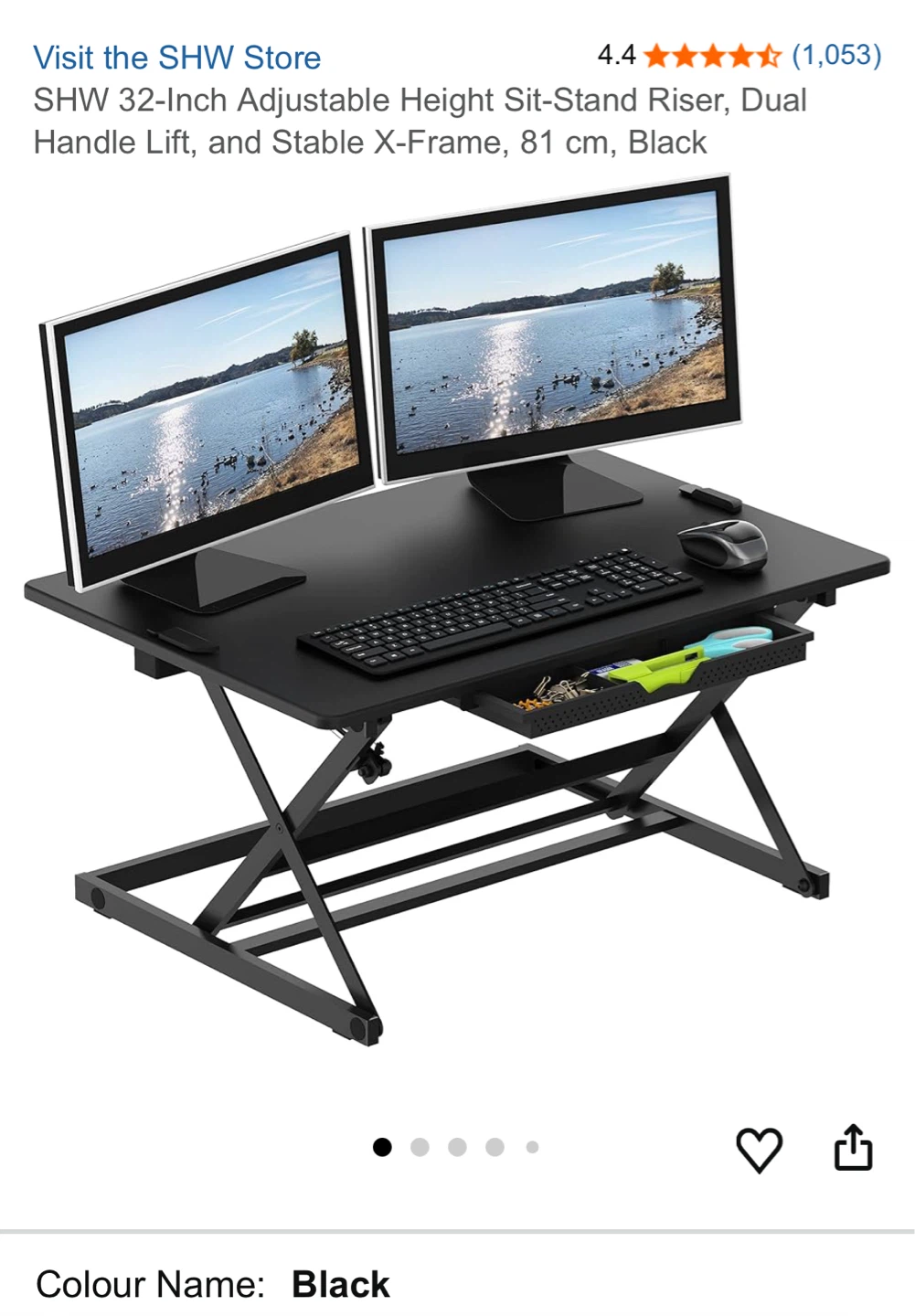SHW 32-Inch Adjustable Height Sit-Stand Riser - Black