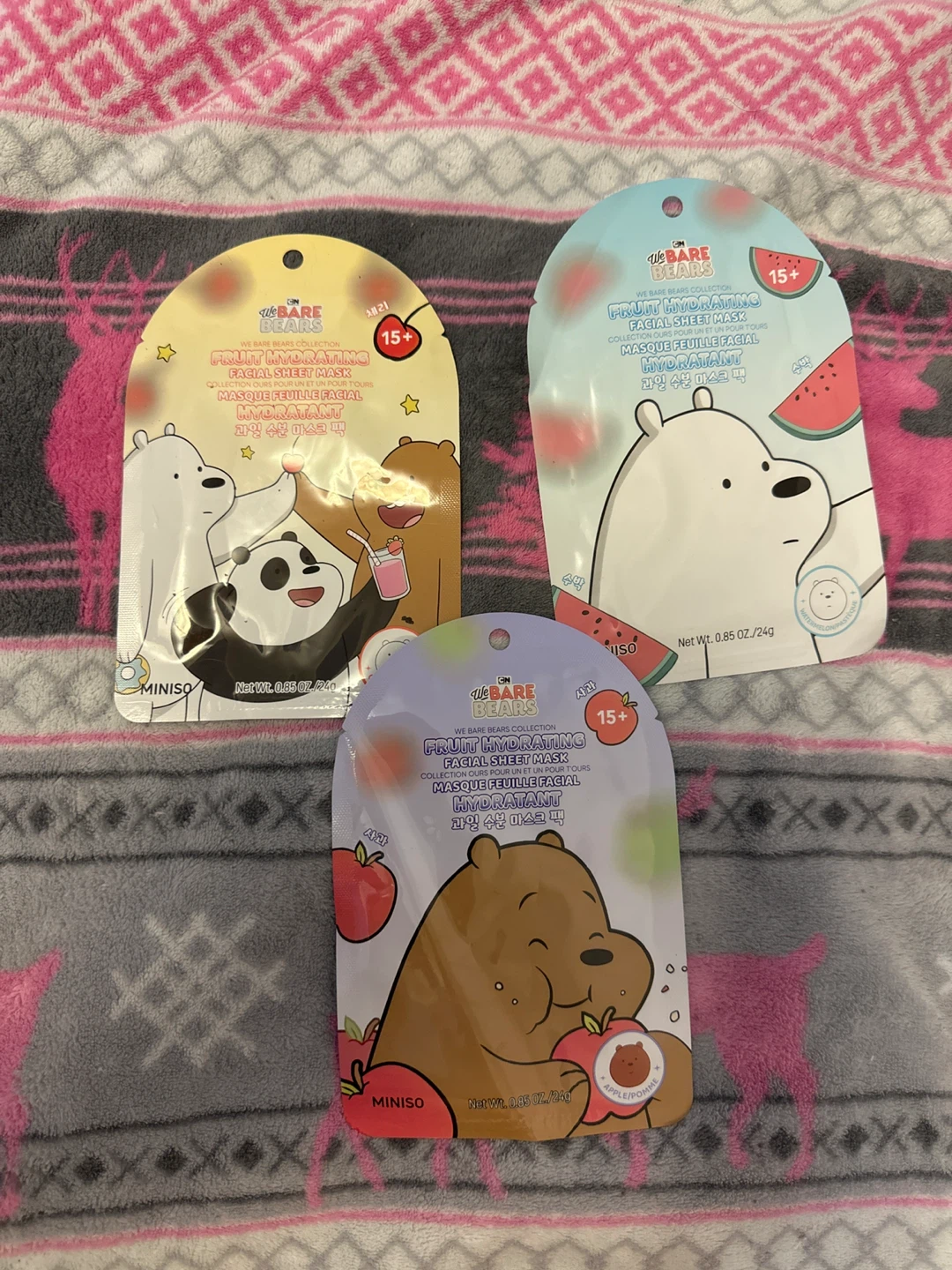 MINISO The Bare Bears Facial Sheet Masks (3Pack)