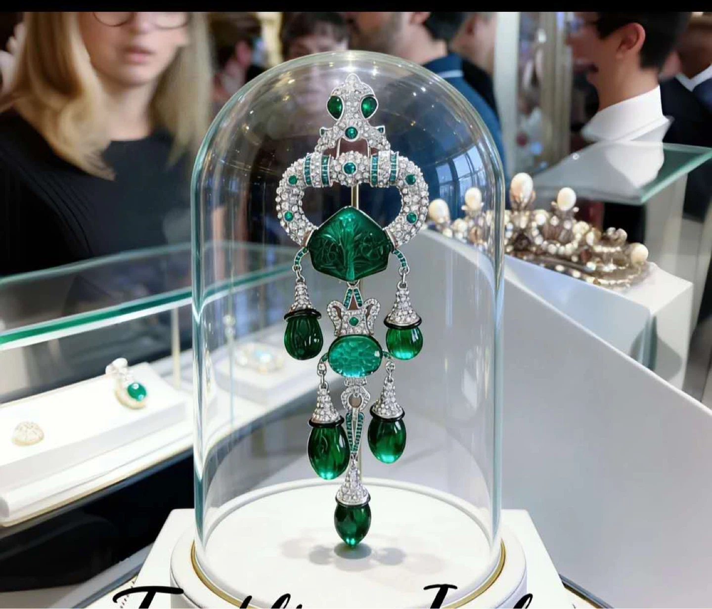 Emerald and Diamond Chandelier Brooch - photo 2