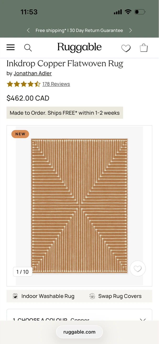 Ruggable x Jonathan Adler Inkdrop Copper Flatwoven Rug - photo 2