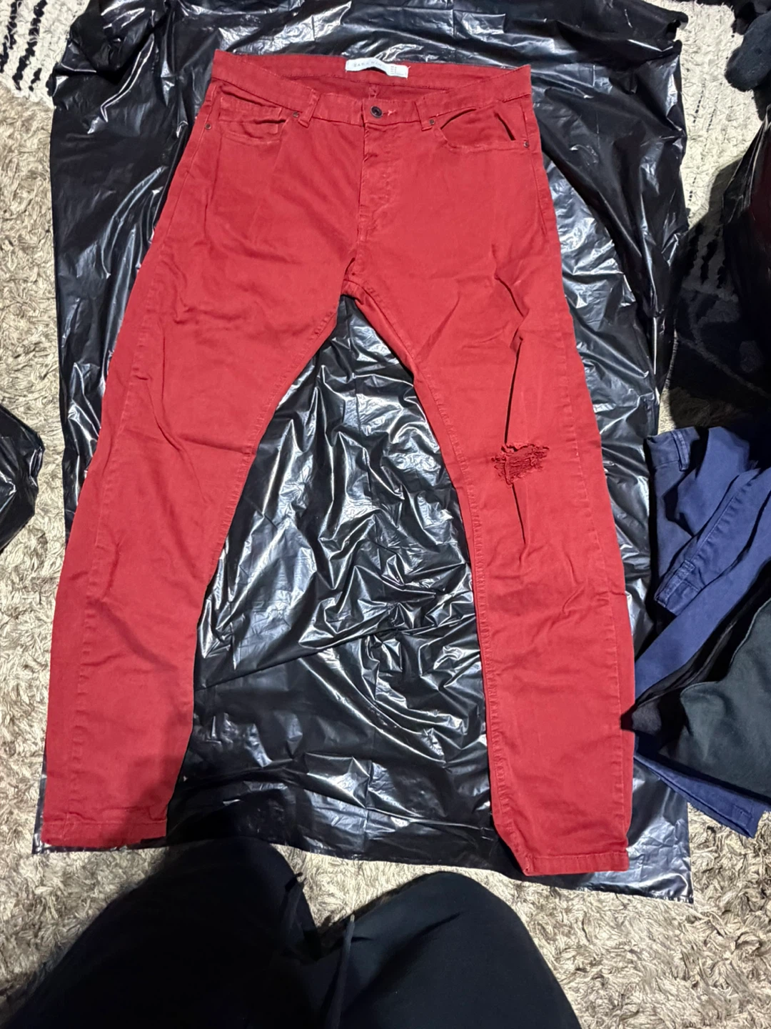 ZARA MAN Red Distressed Skinny Jeans Size 32 - photo 3