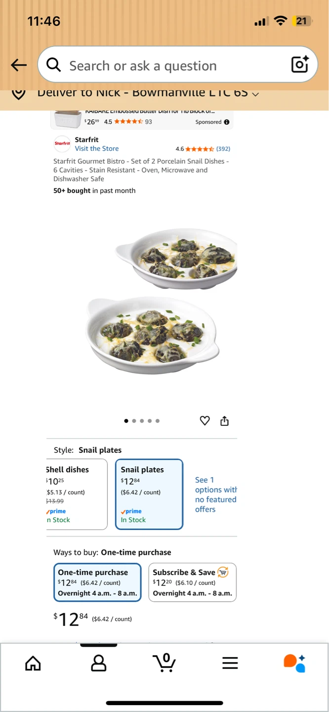 NEW! Starfrit Gourmet Bistro Snail Dish Set - Set of 2