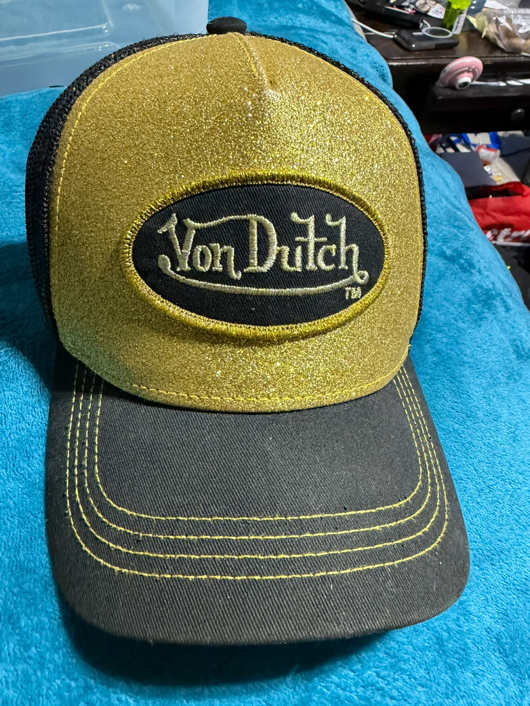 Von Dutch Gold Glitter Trucker Hat