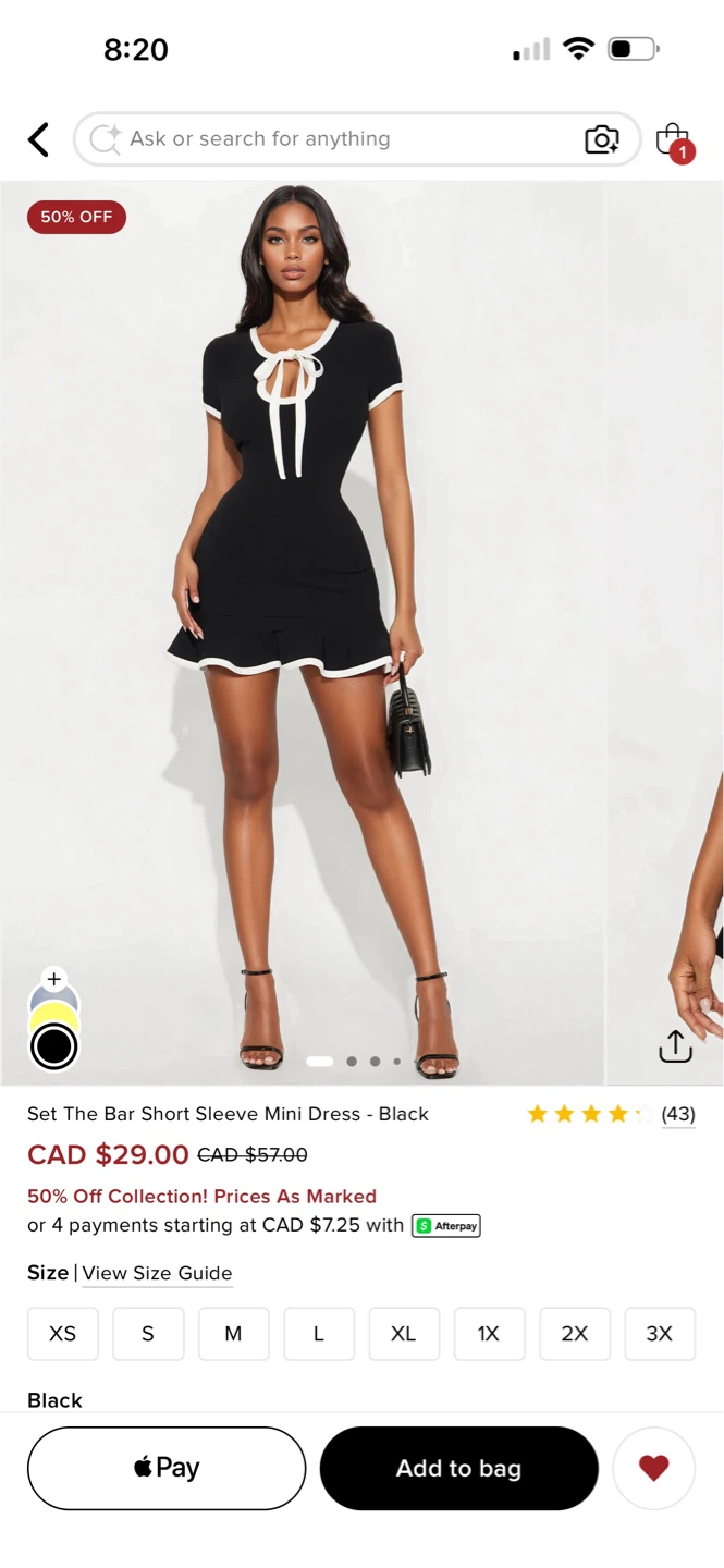 Fashion Nova Short Sleeve Mini Dress - Black