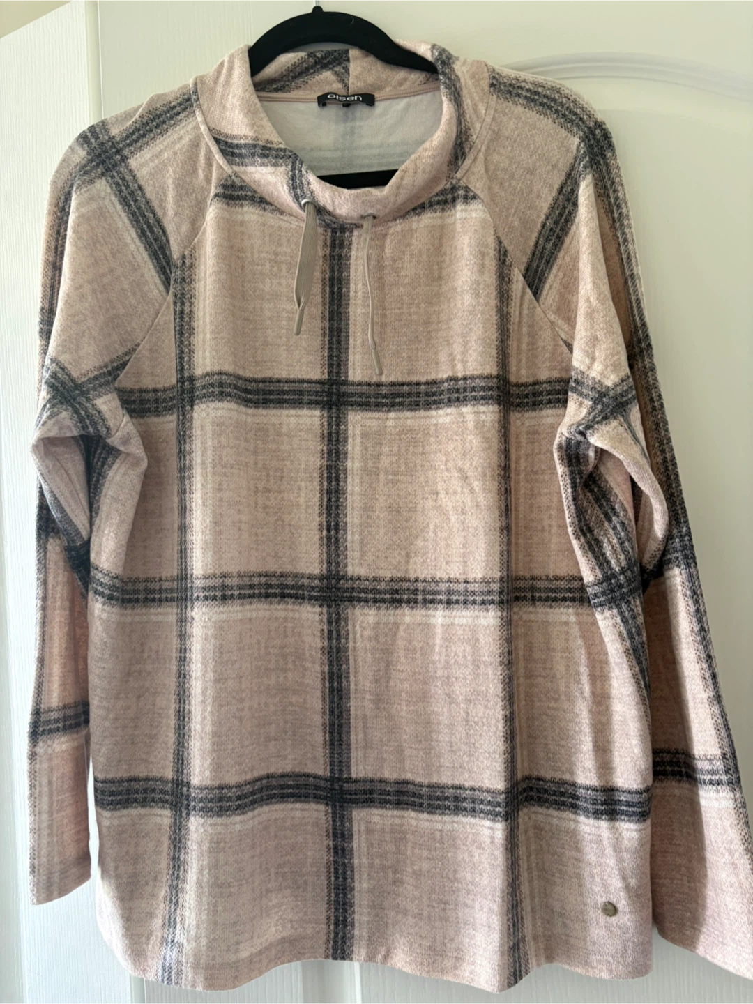 Olsen Plaid Long Sleeve Top