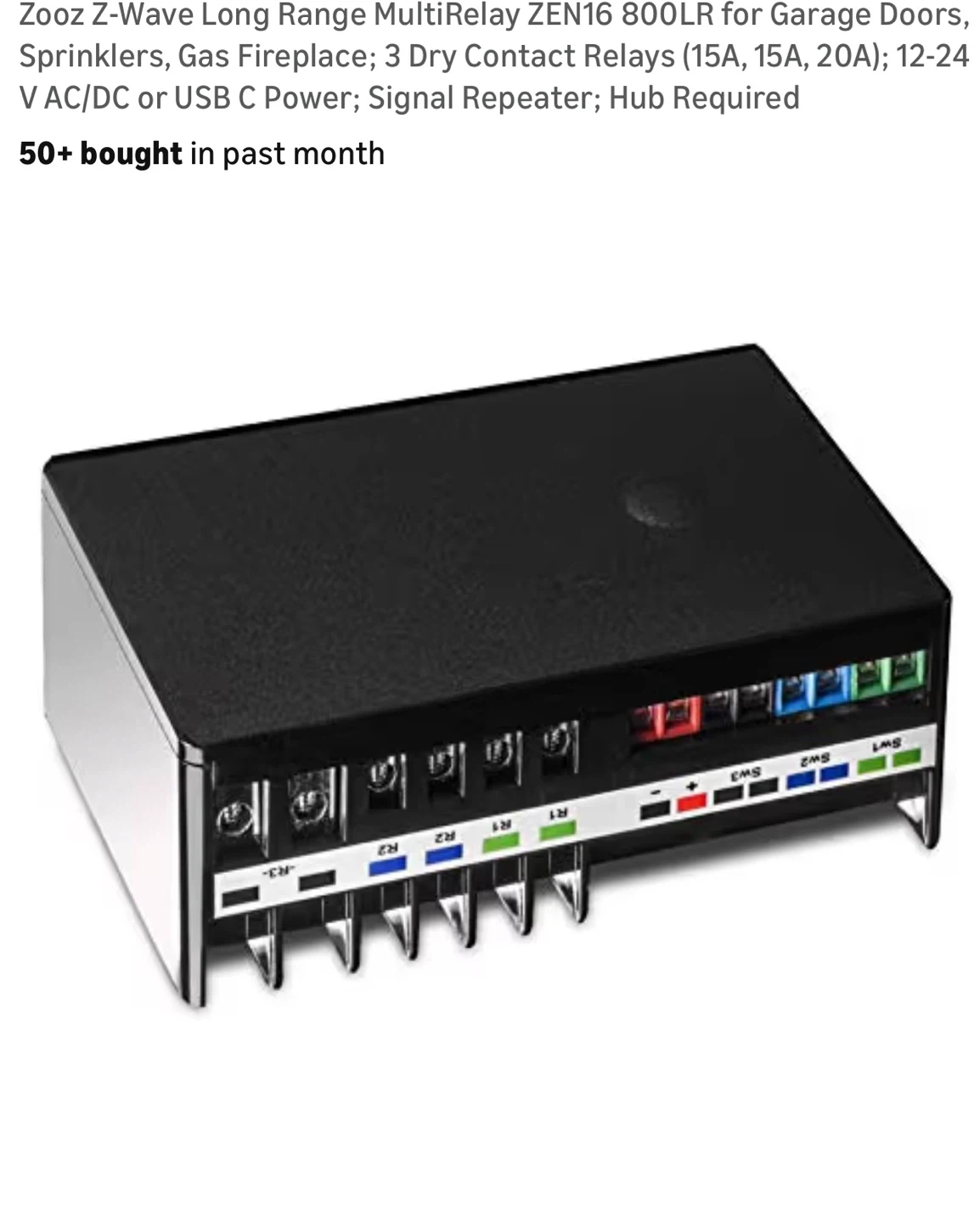 Zooz ZEN16 800LR S2 MultiRelay Z-Wave Long Range Z16