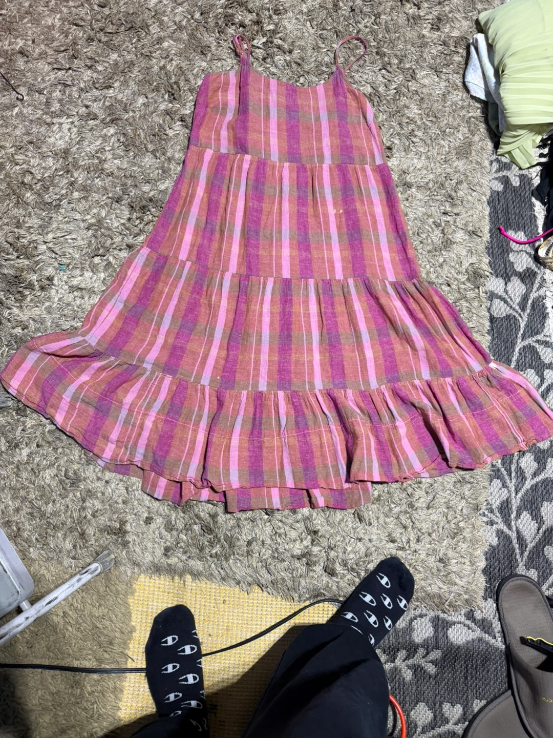 Pink Plaid Tiered Sundress