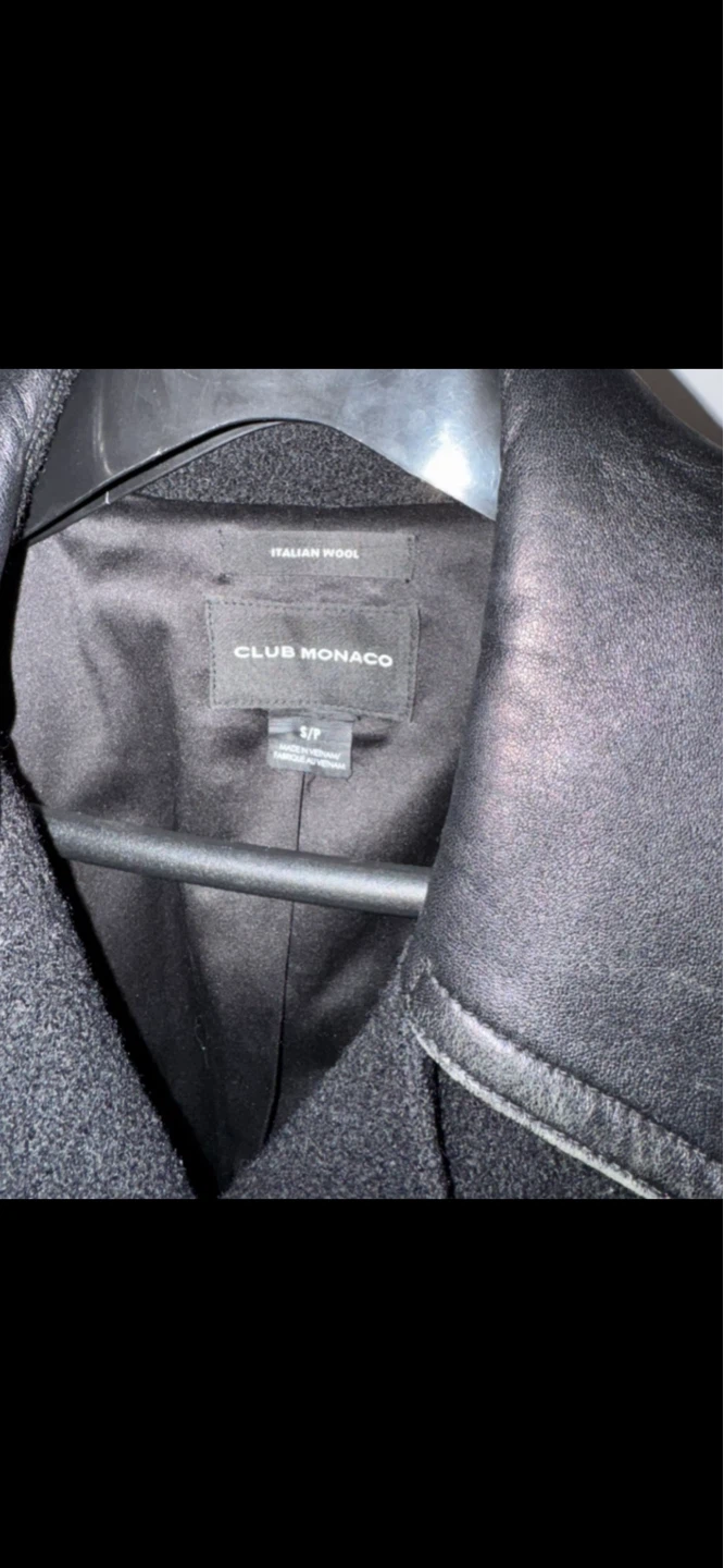 Club Monaco Black Wool  Jacket with Leather Collar - photo 2