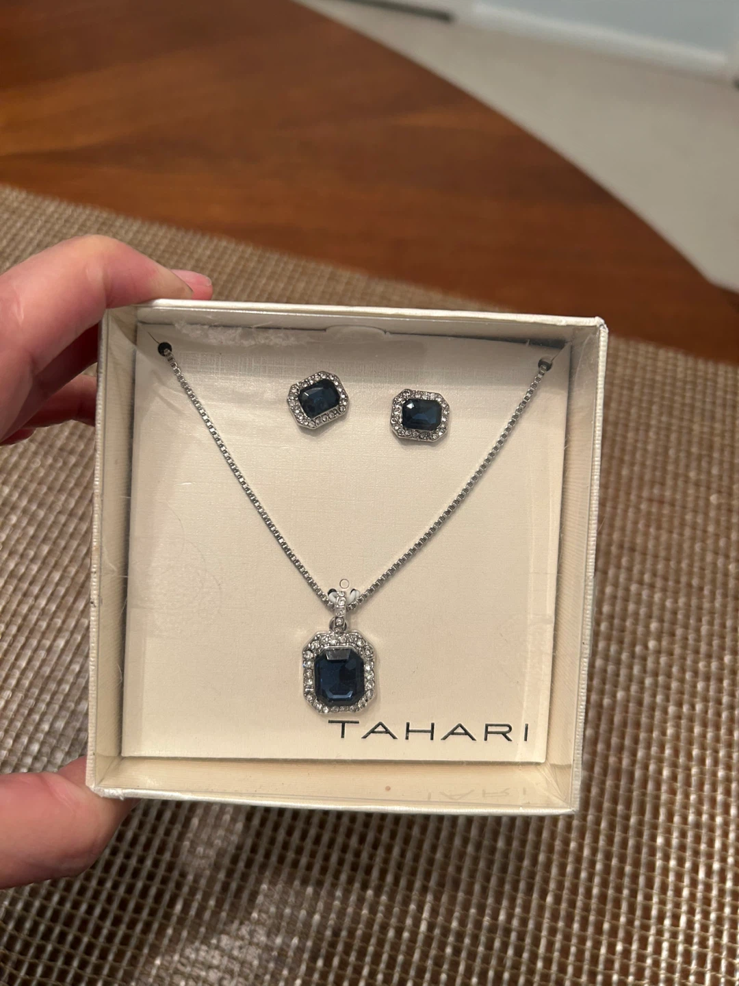 Tahari Silver-Tone Necklace and Earrings Set