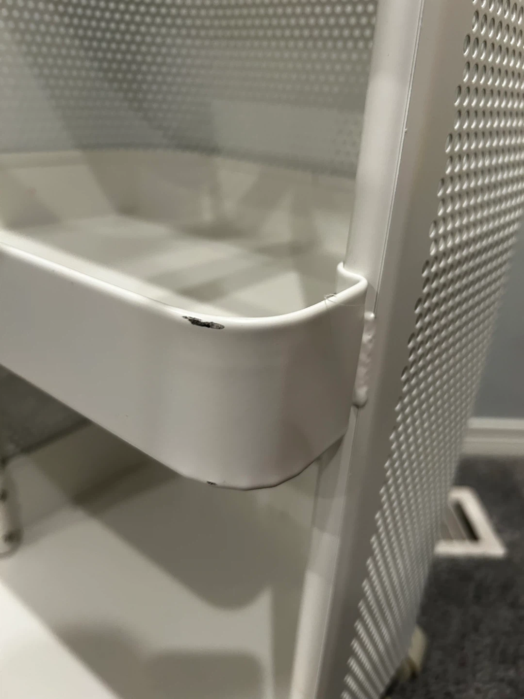 Ikea White 3-Tier Rolling Utility Cart with Wooden Wheels - photo 5