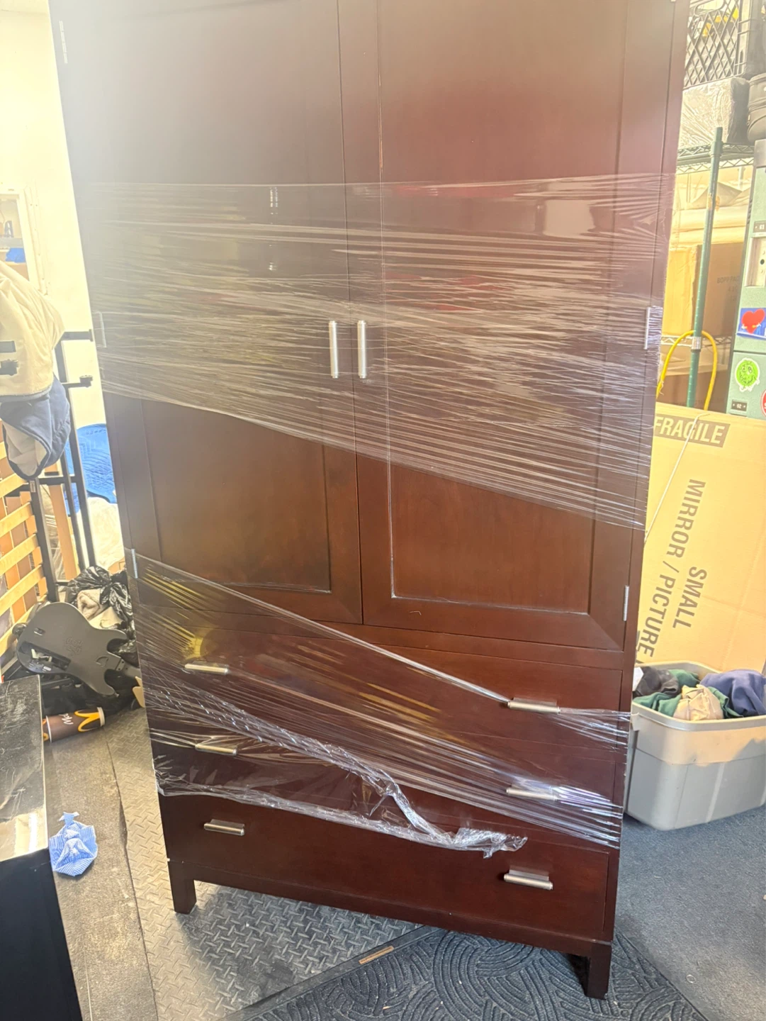 Dark Brown Wardrobe with Drawers