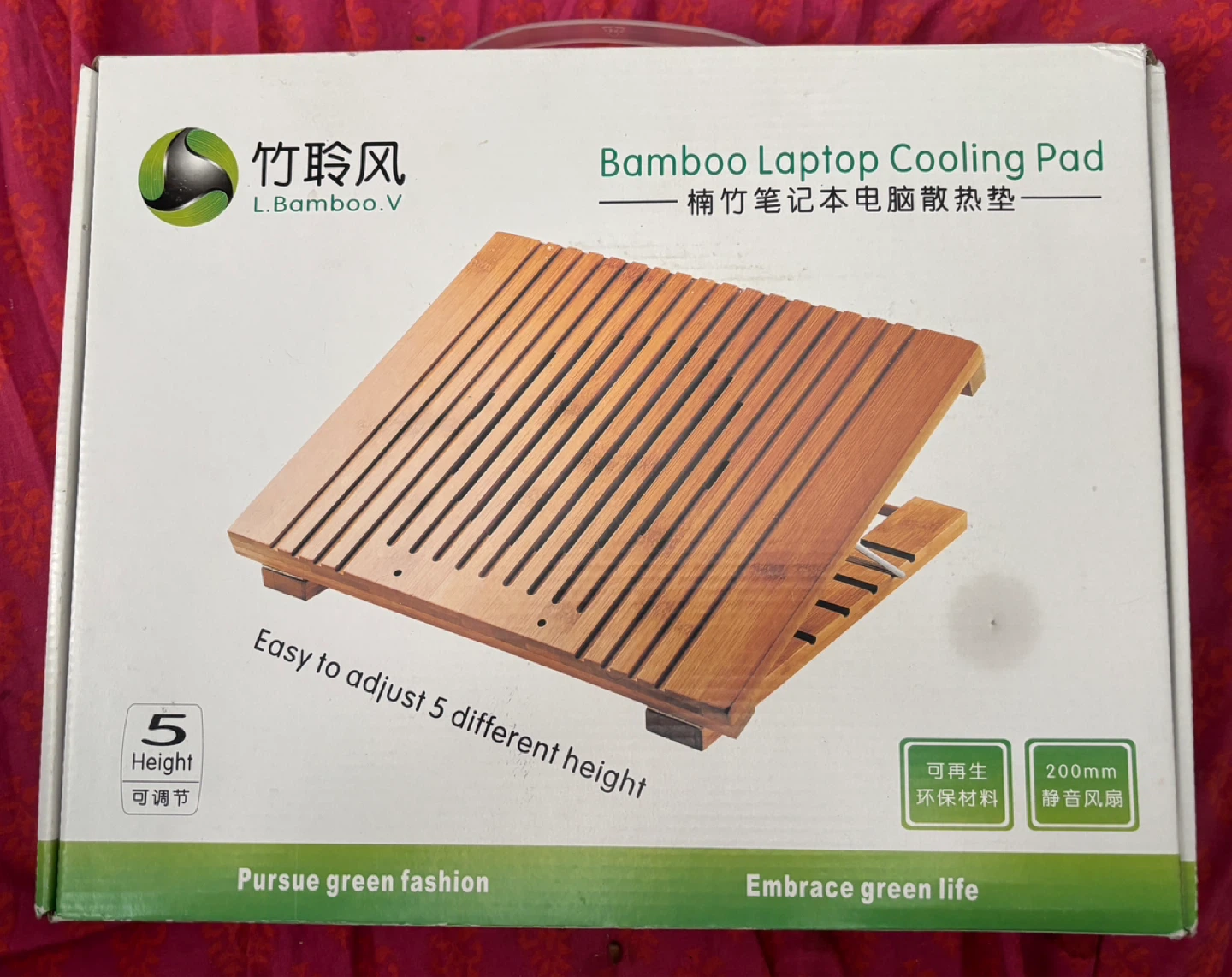 Stylish Bamboo Laptop Cooling Pad with Fan