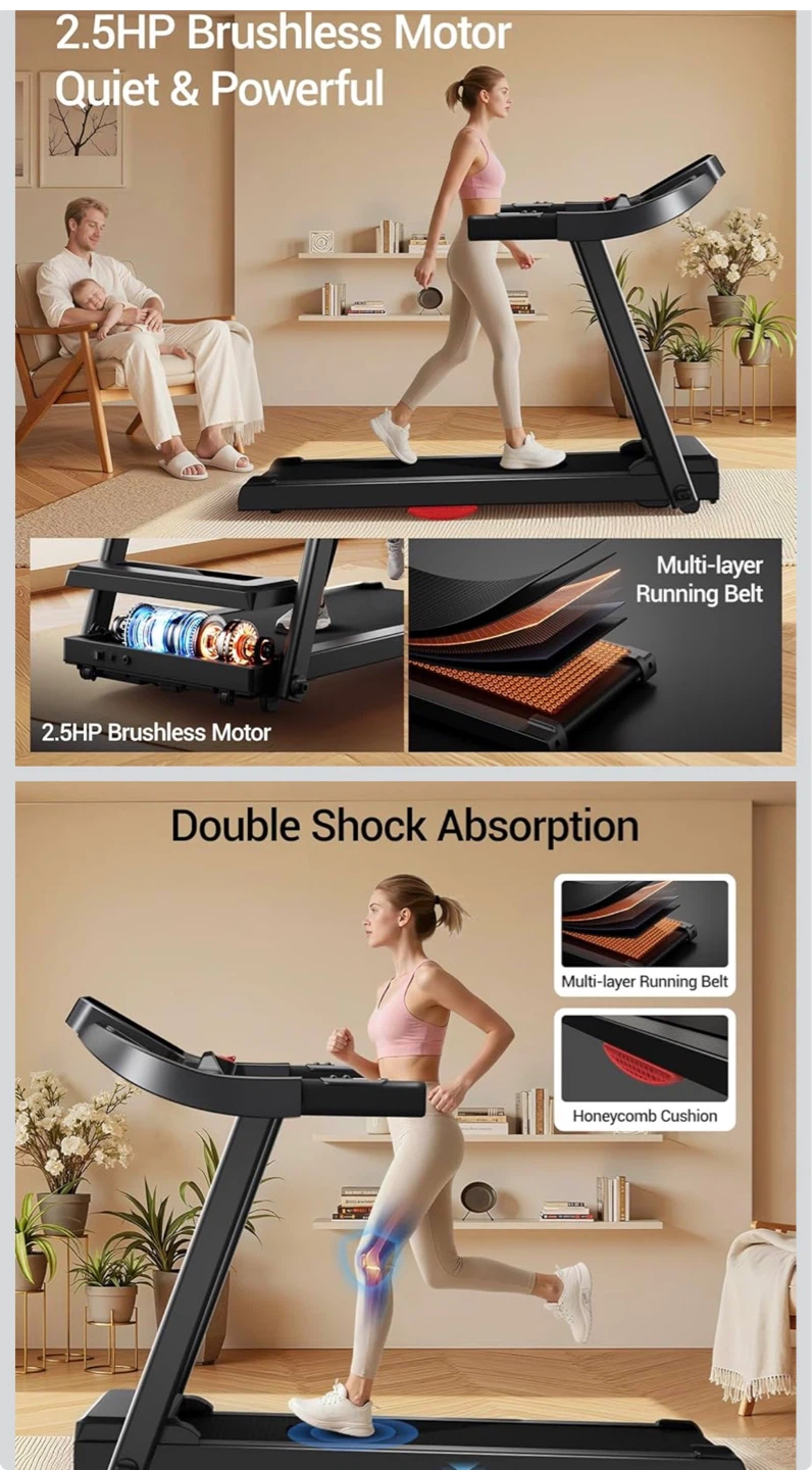 New Folding Treadmill - 2.5HP Brushless Motor, 15.4"x40.2" Belt - photo 5