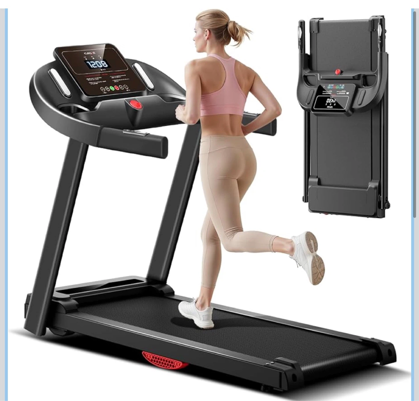 New Folding Treadmill - 2.5HP Brushless Motor, 15.4"x40.2" Belt
