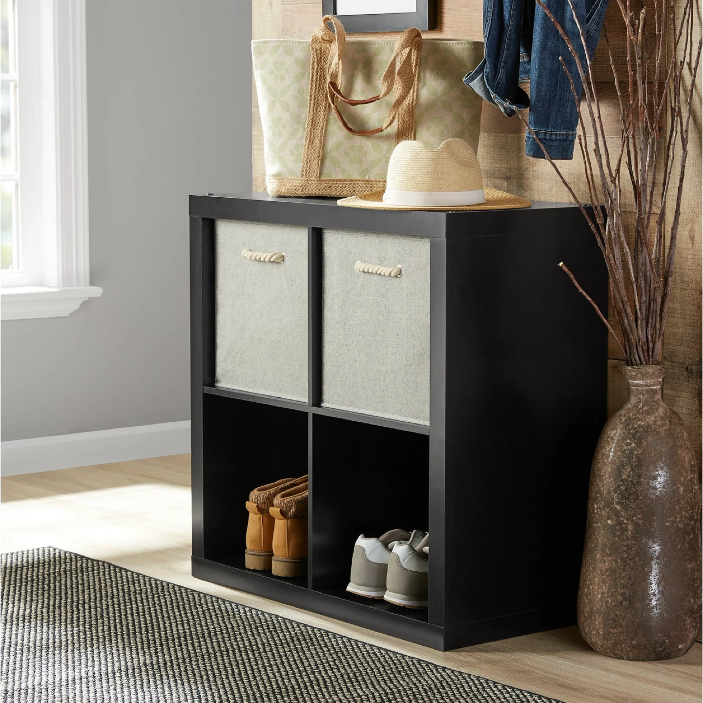 Better Homes & Gardens 4-Cube Organizer, Solid Black