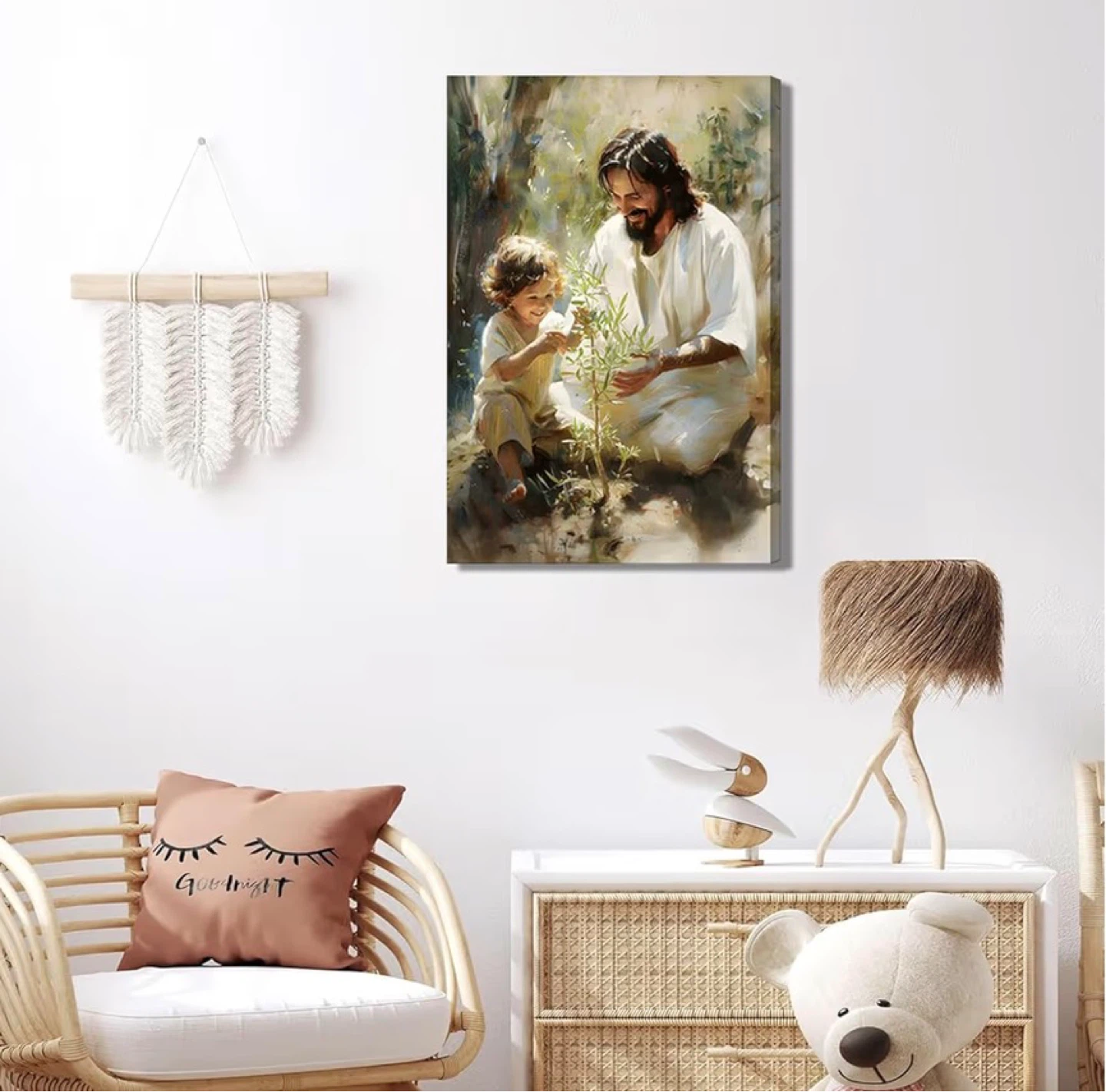Jesus and Child Planting Art Canvas Print 16x24 - photo 3