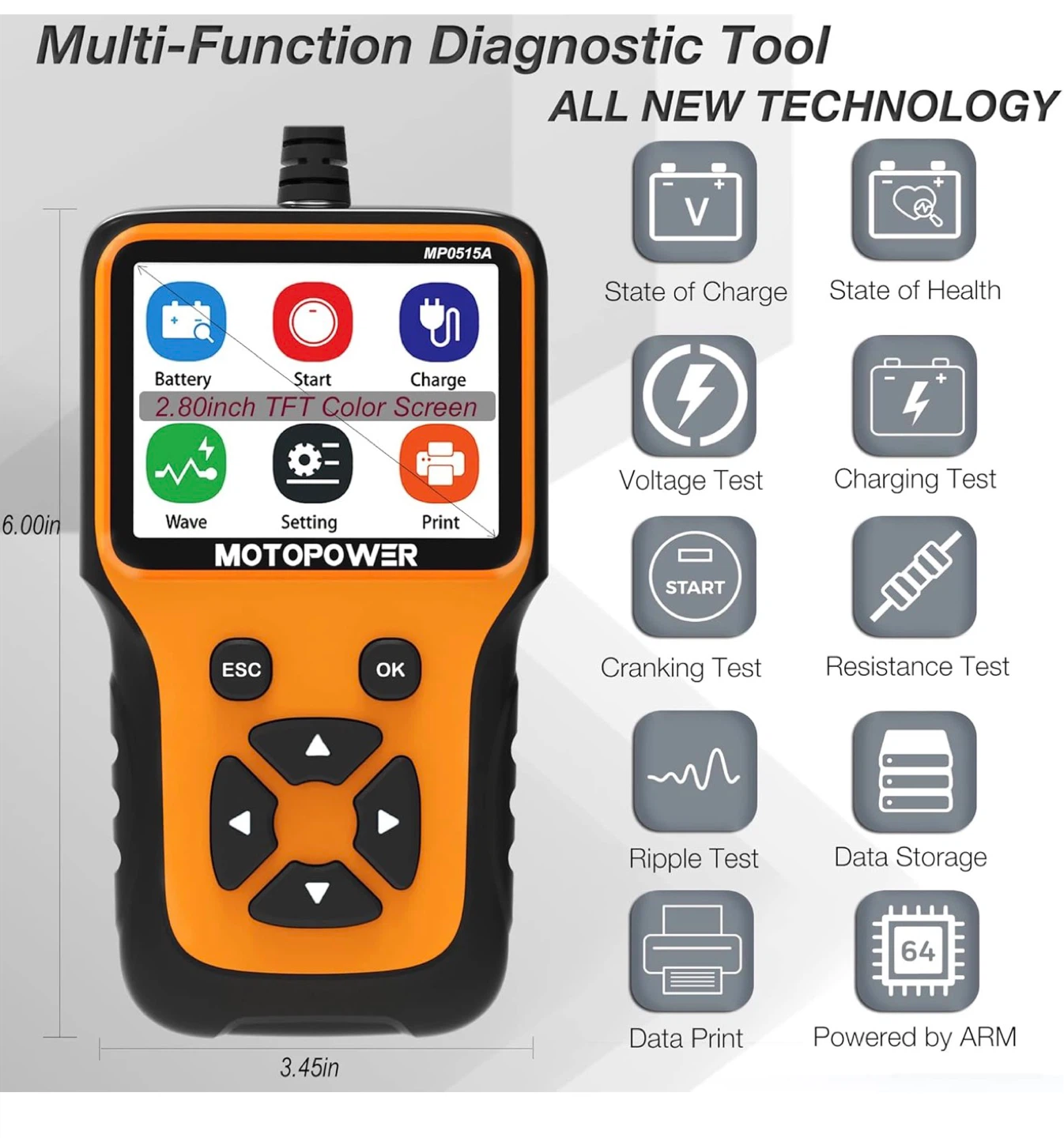 MOTOPOWER MP0515A 12V Car Battery Tester MM12 - photo 2