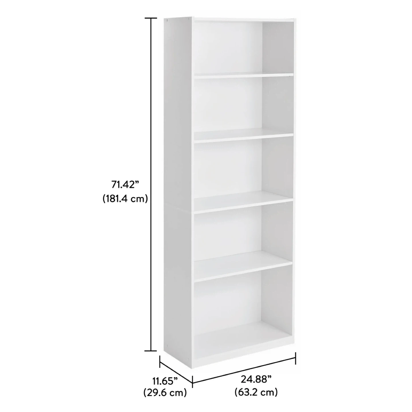 Mainstays 5 Shelf Bookcase - White - photo 2
