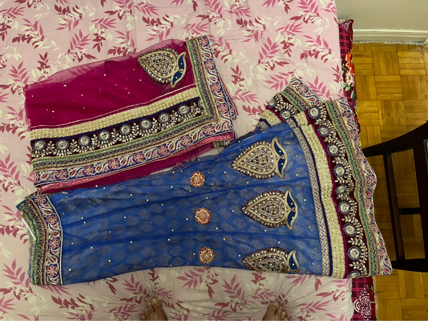 Blue and pink embroidered lehenga choli with dupatta - photo 2
