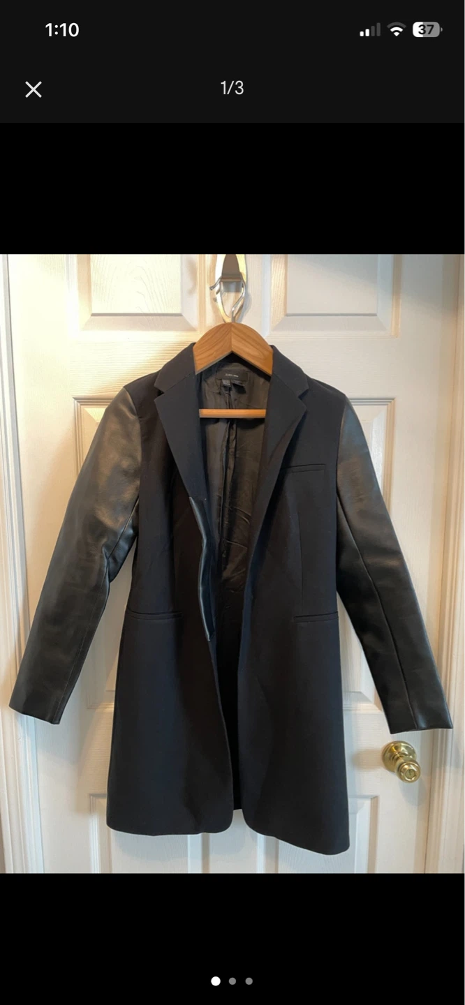 ZARA Coat with Faux Leather Arms - NEW - Women's Small