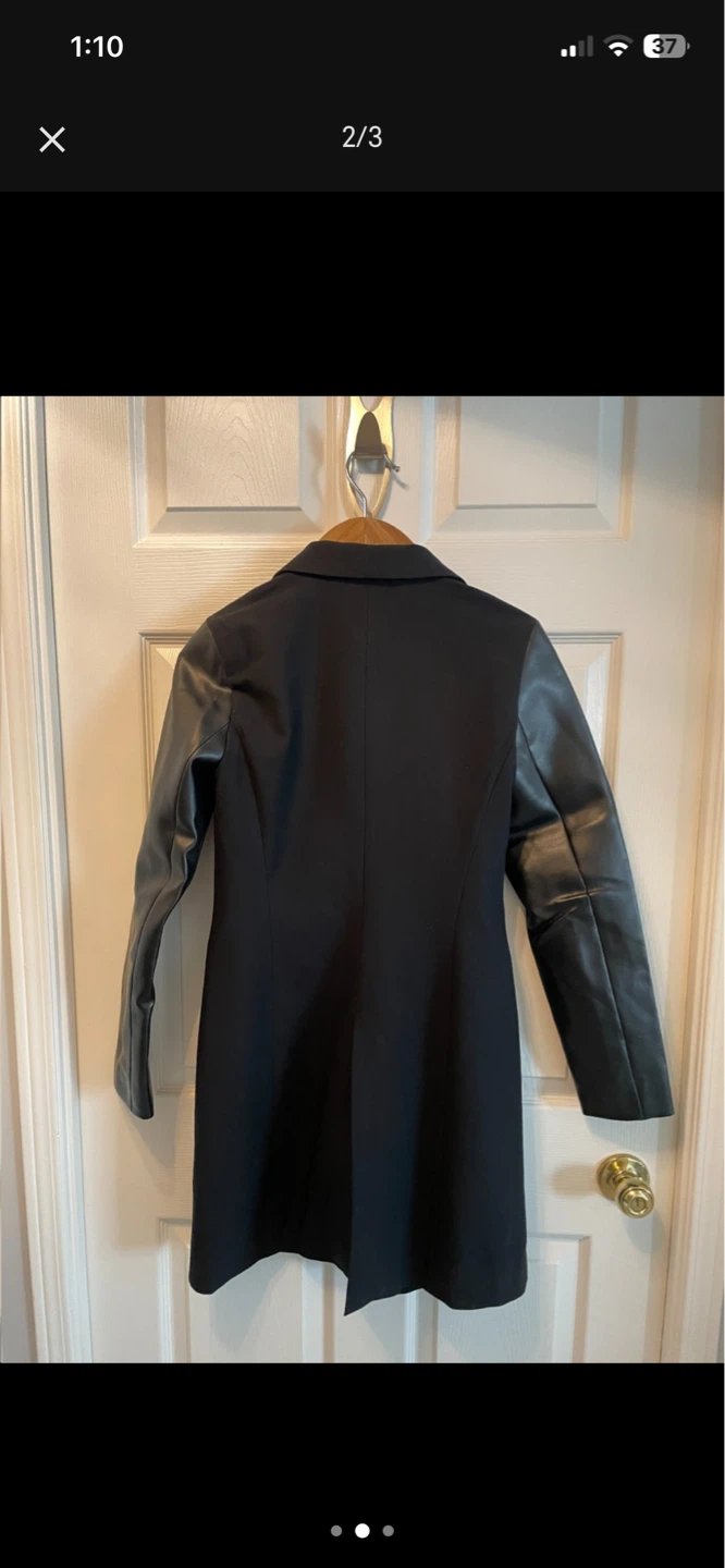 ZARA Coat with Faux Leather Arms - NEW - Women's Small - photo 2
