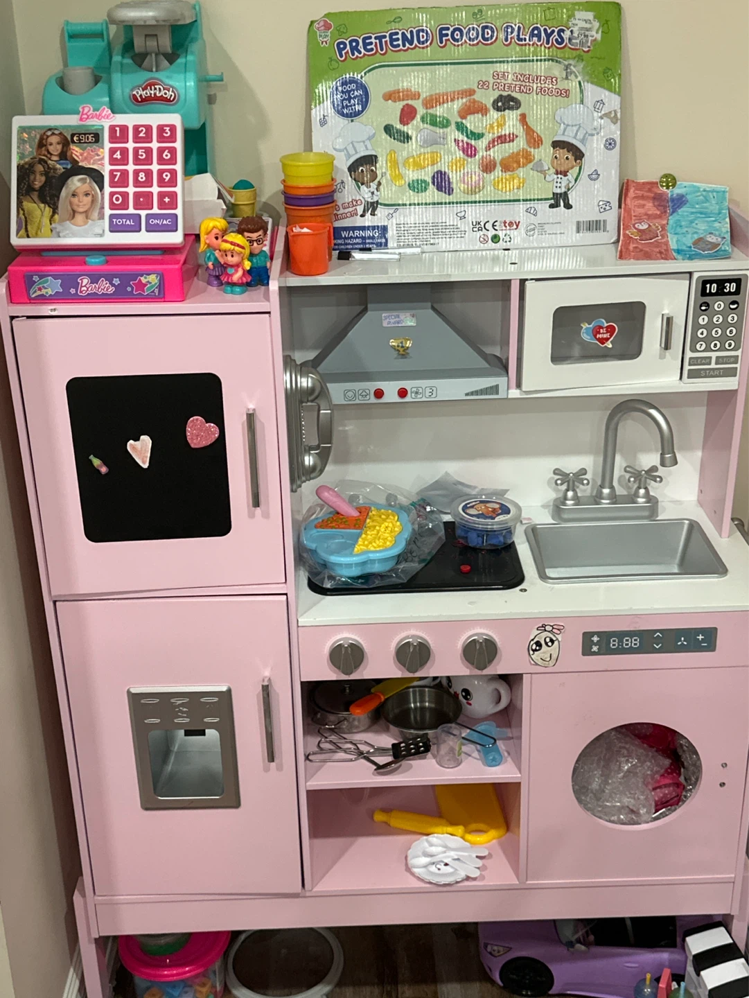 Wood Kids Kitchen with Pretend Food Set