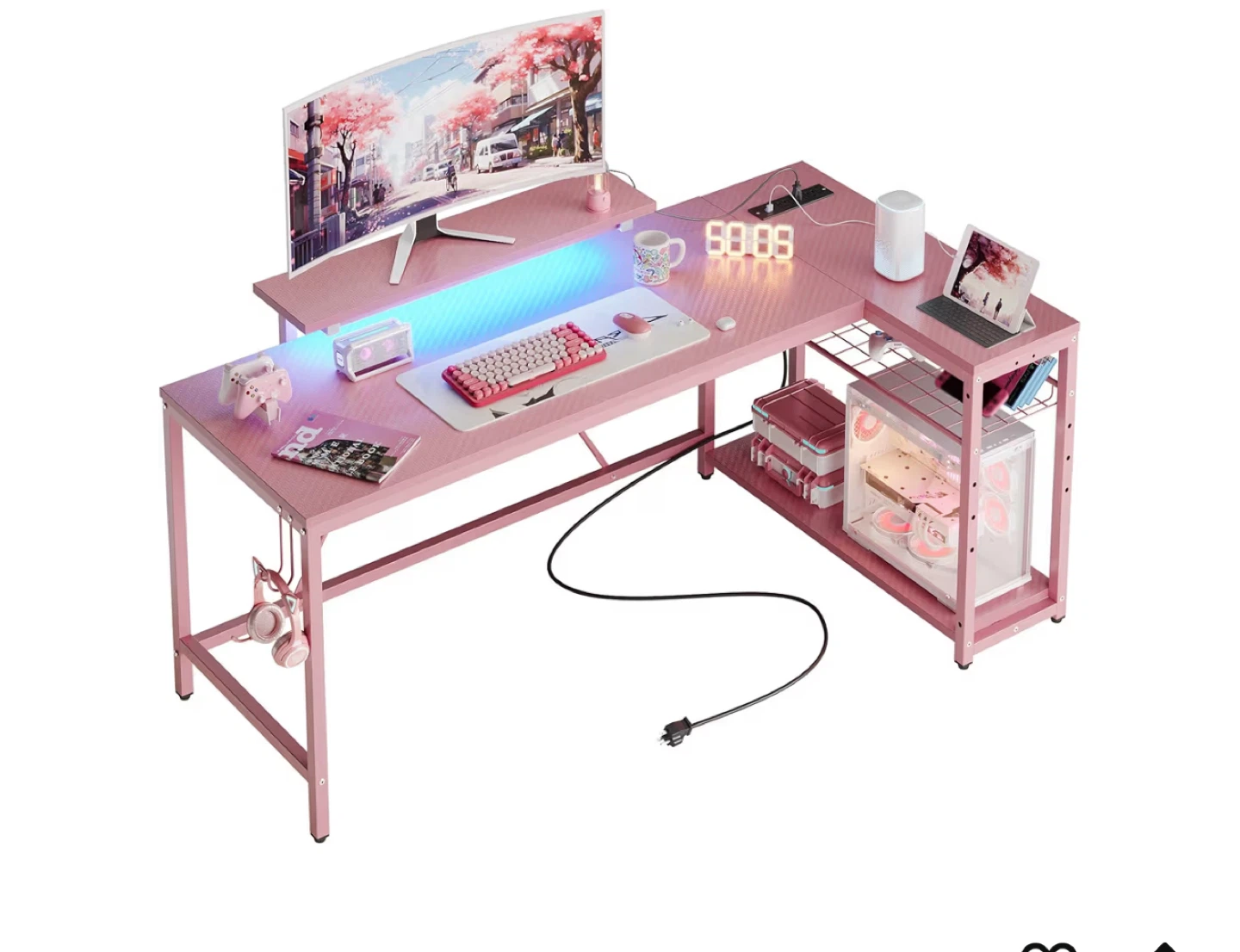 Bestier Pink Gaming Desk 58 inch - photo 2