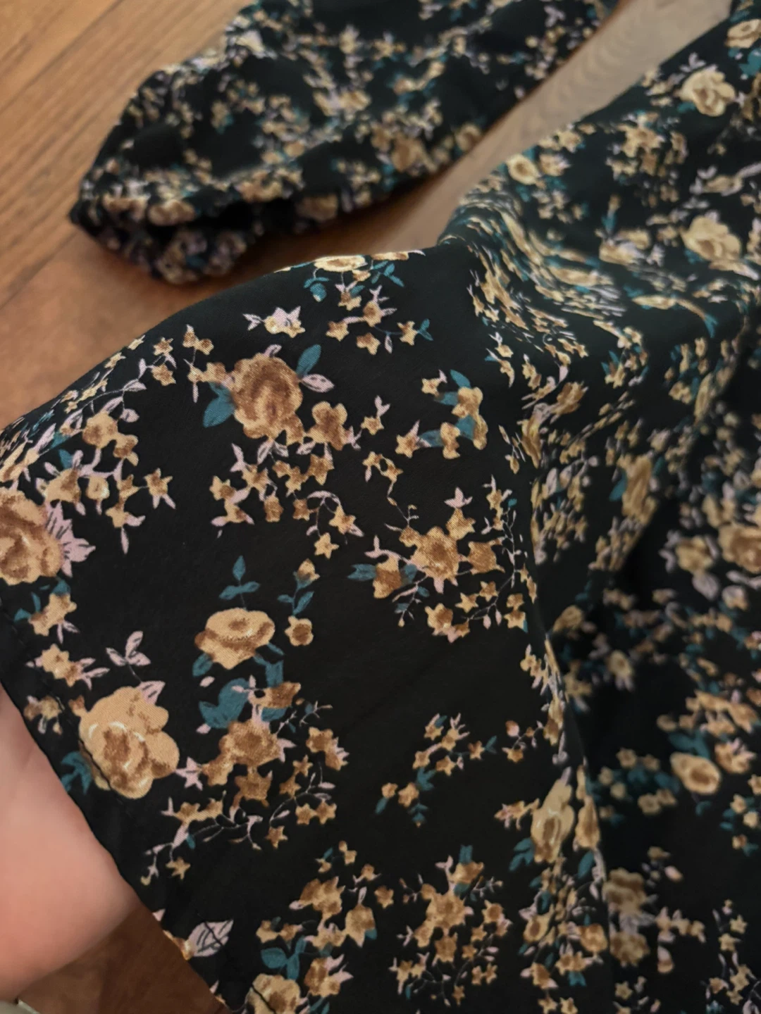 Black floral print long sleeve dress - photo 3