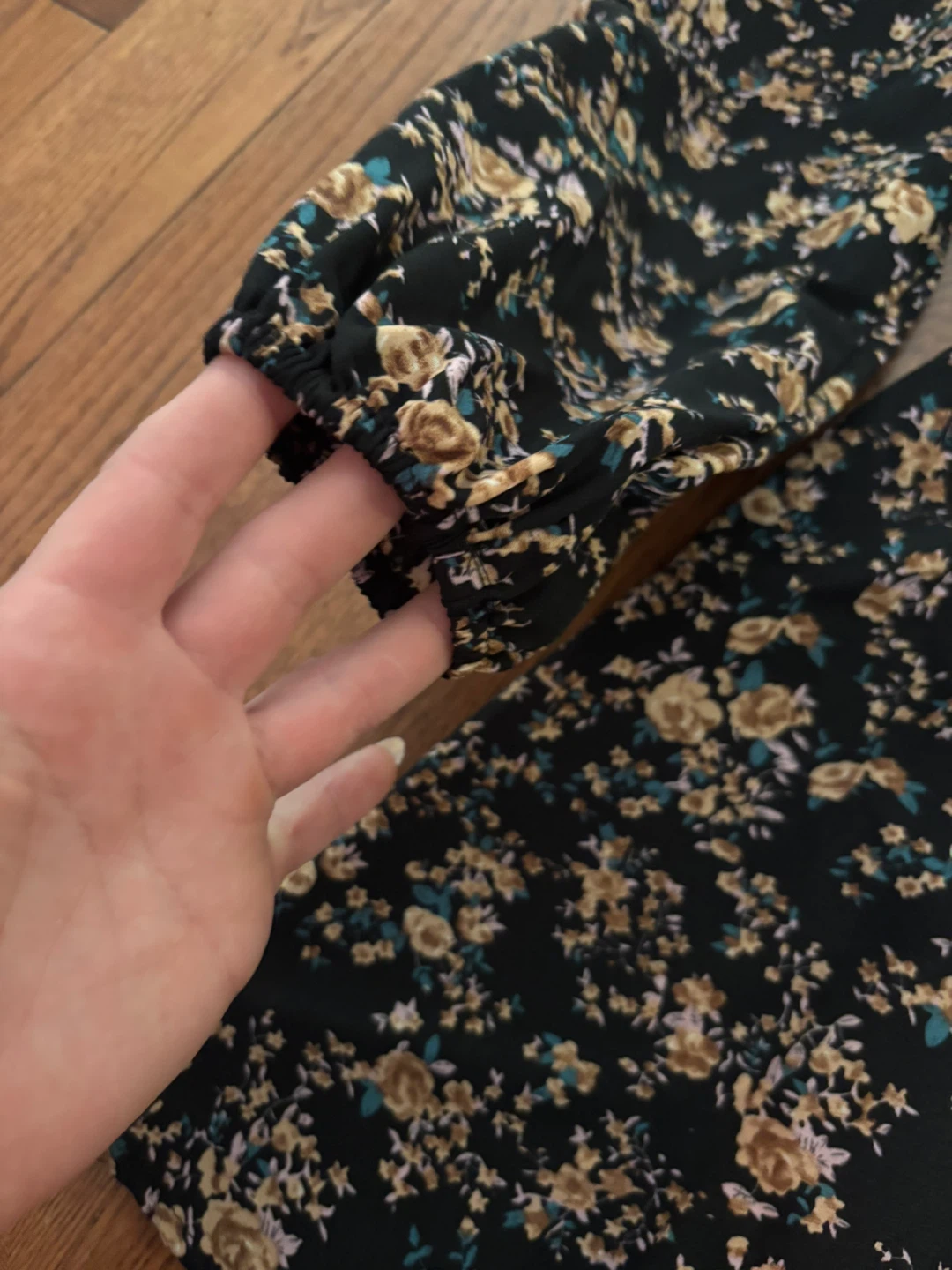 Black floral print long sleeve dress - photo 5