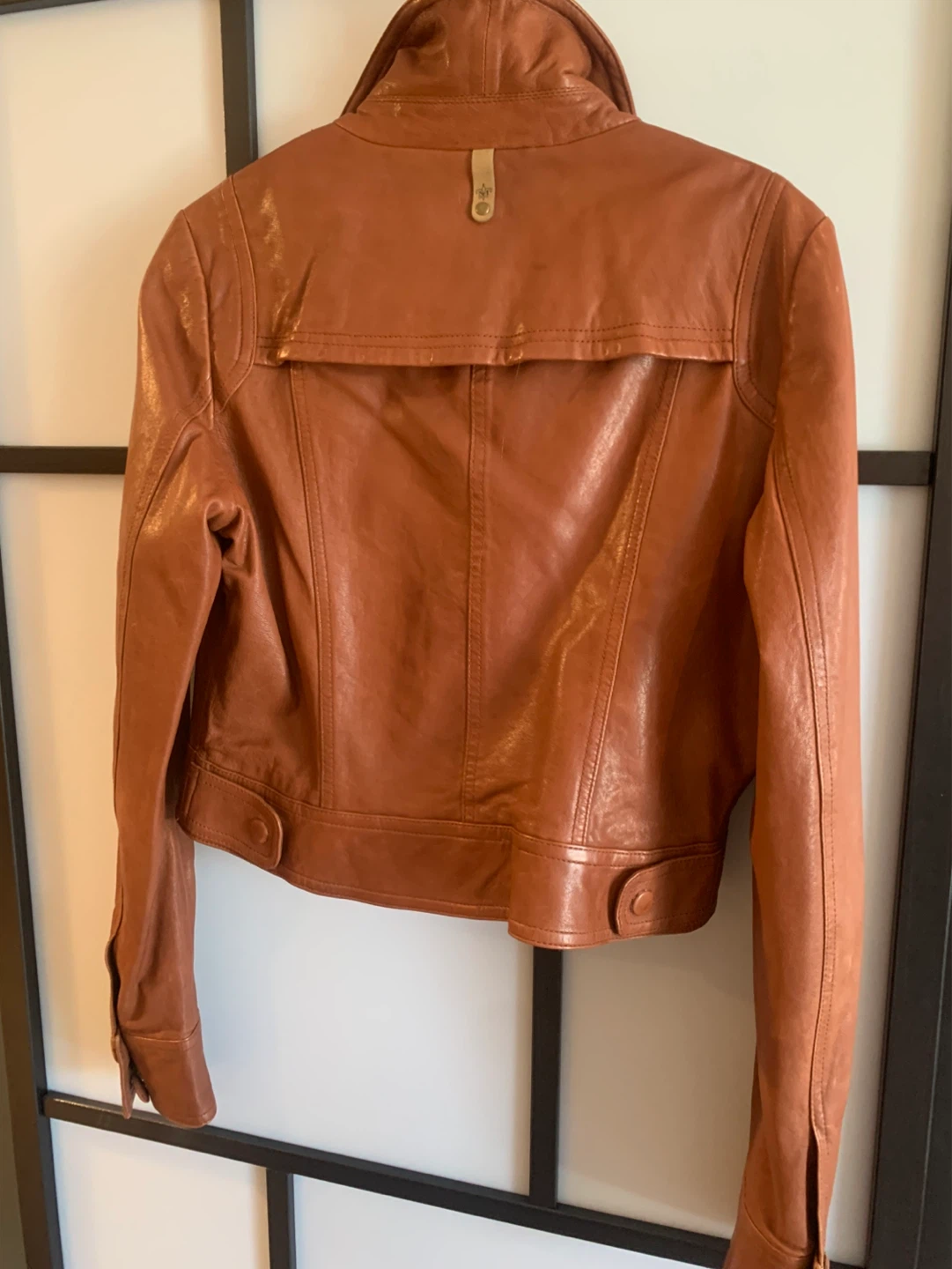 NEW Mackage Brown Leather Cropped Jacket - Size M