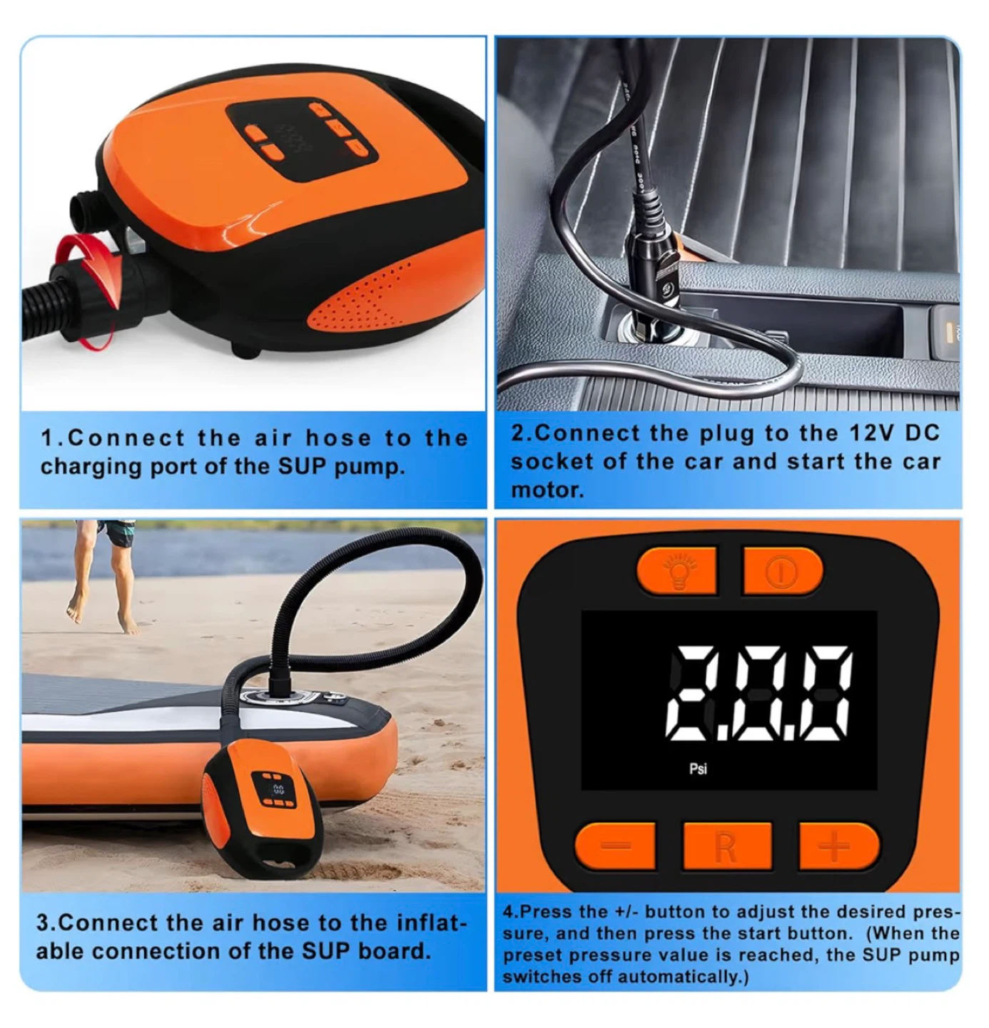 Portable Electric Air Pump for Paddle Boards and Inflatables PB6 - photo 4