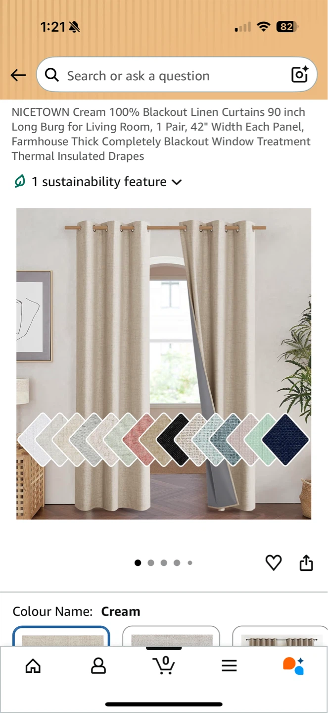 NICETOWN Cream 100% Blackout Linen Curtains