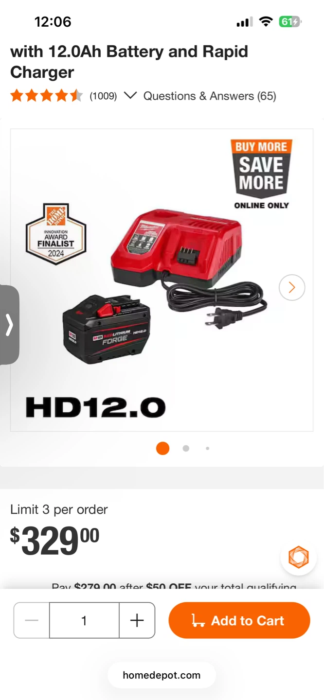 Milwaukee M18 REDLITHIUM FORGE HD12.0 Battery and Rapid Charger - photo 2