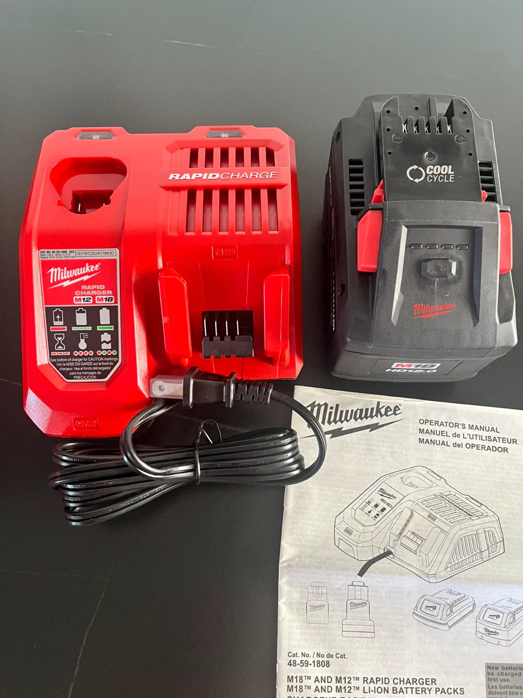Milwaukee M18 REDLITHIUM FORGE HD12.0 Battery and Rapid Charger